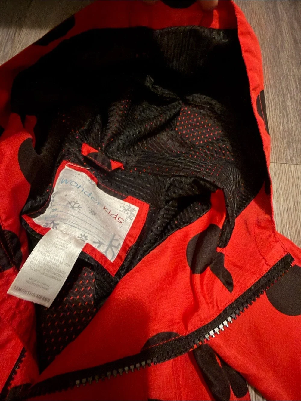 Kids Red Ladybug Polka Dot Hooded Raincoat- 12 month